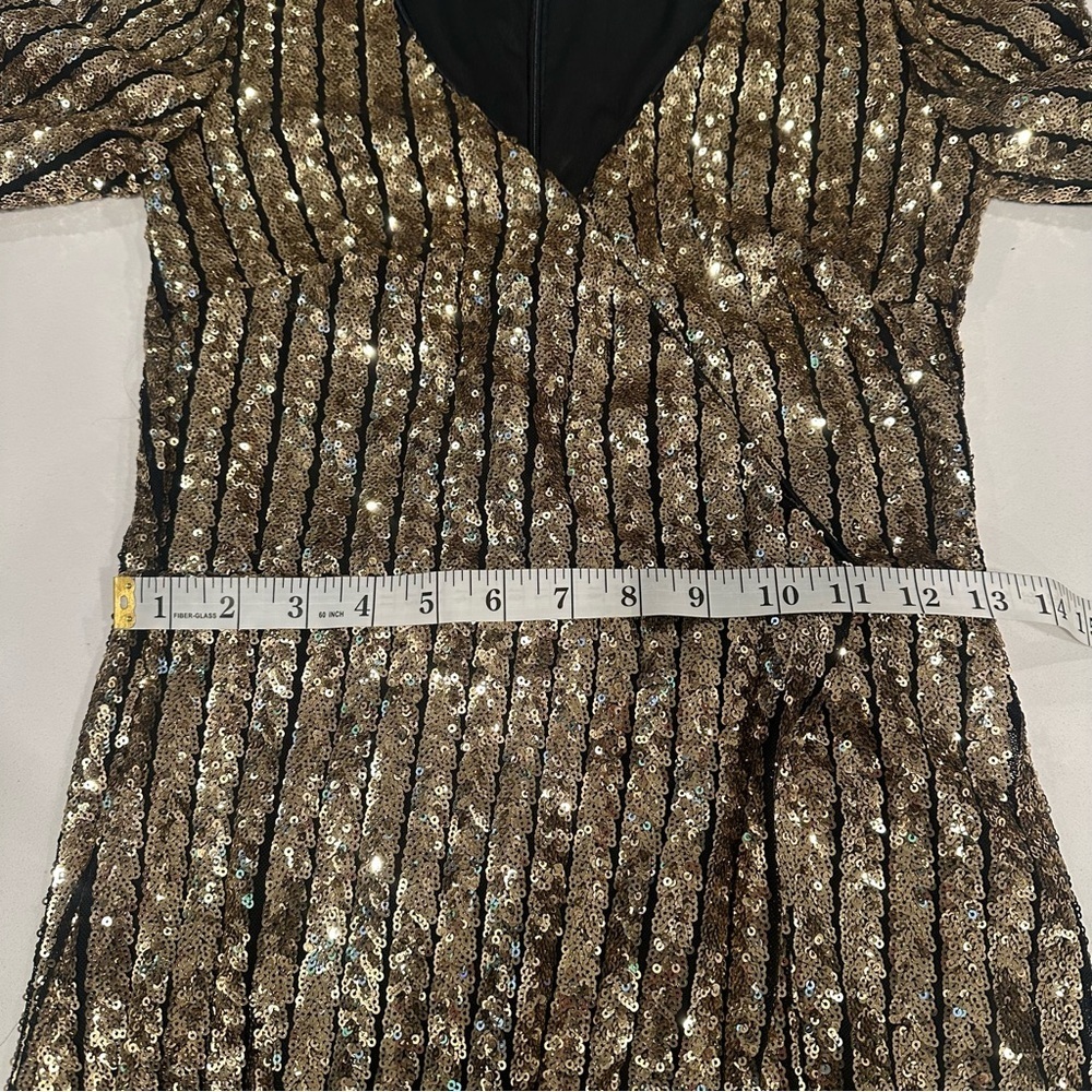 Lulu's Party Starts Now Shimmering Gold Sequin Long Sleeve Dress - Picture 11 of 11